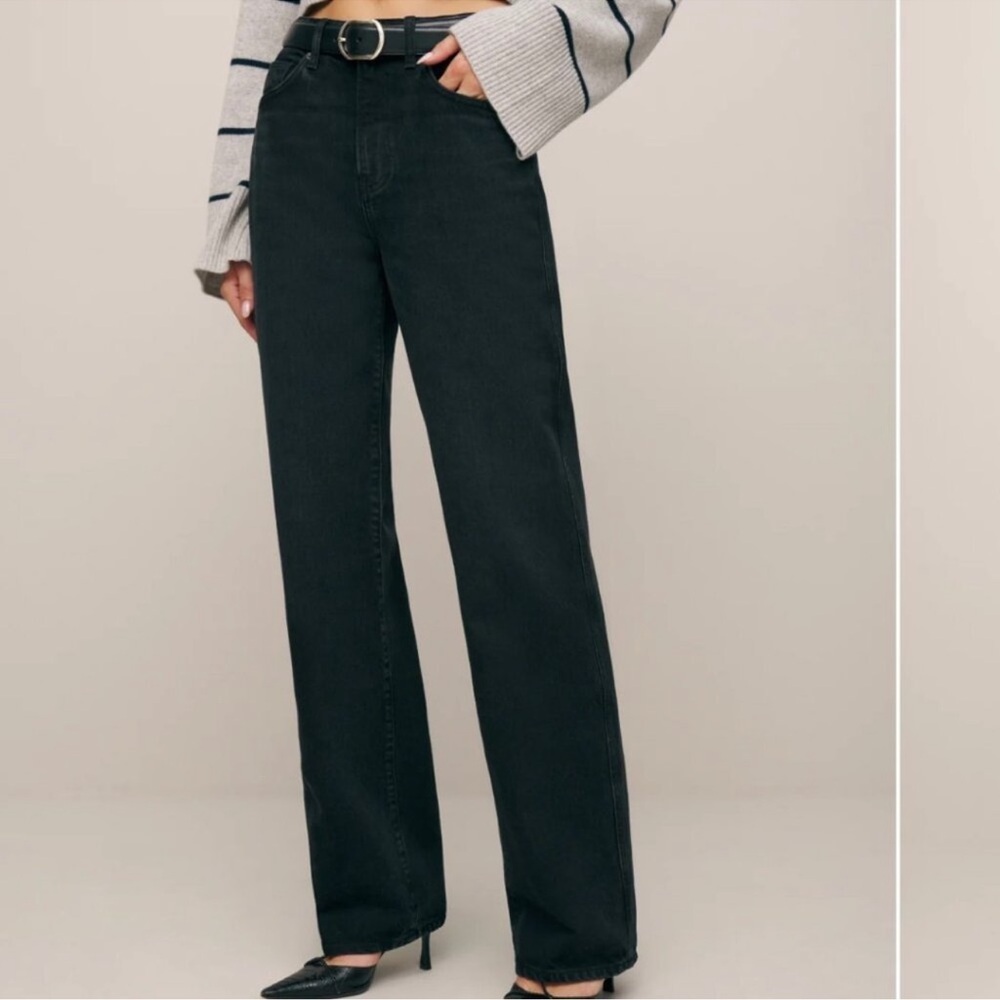 Reformation Val 90s Mid Rise Straight Jeans Black